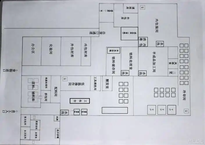 刚租一个厂房,自己画的平面图草图,大家多提提意见.