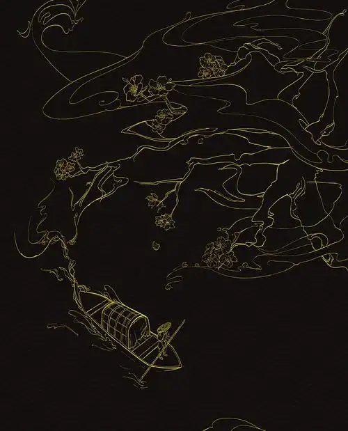 《桃花源记》线描插画绘