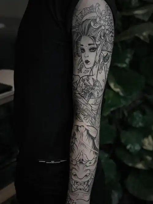 艺妓花臂_纹身图案手稿图片_鬼鬼的纹身作品集