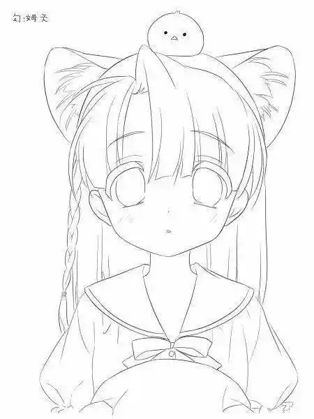 【黑白线稿】可爱动漫人物 线稿素材,临摹