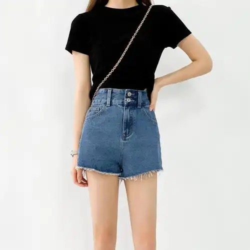 适合跨大腿粗的牛仔短裤宽松显瘦韩版微胖女孩穿搭200斤阔腿裤子