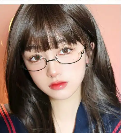 喜圣多新品朋克眼镜网红下半框眼镜框女日系二次元御姐软妹装饰无边框