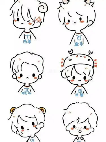 十二星座简笔画女生版男生版复古版星座简笔画画个简笔画人文