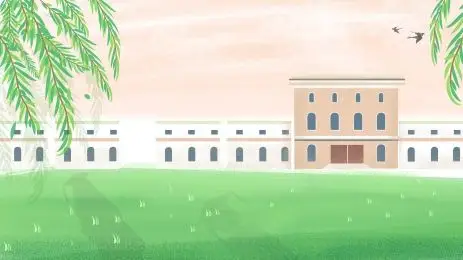 手绘简约校园海报背景 手绘 简约 教学楼 板报 校园 学校 文艺 海报