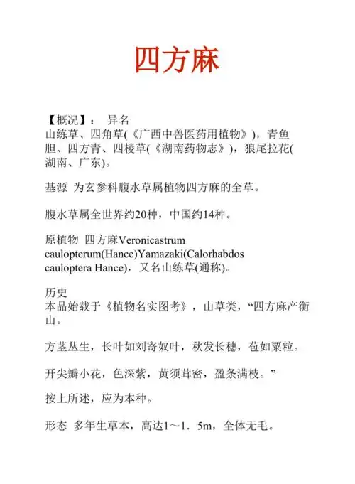 中药知识文库四方麻