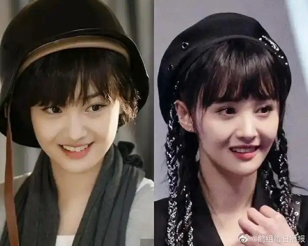 郑爽贝雷帽造型对比图,和以前清纯相比现在更多了点成熟小女人的味道
