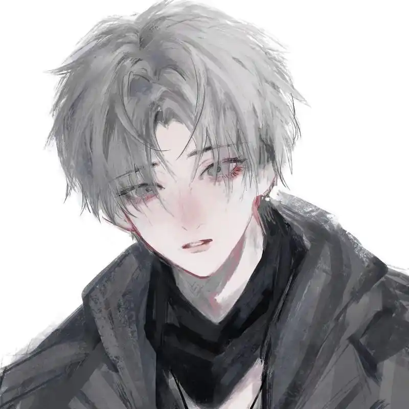 冷酷风白发男动漫人物头像