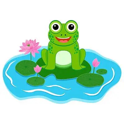 卡通动物池塘荷叶psd素材夏天夏日夏季坐在荷叶上的小青蛙卡通青蛙
