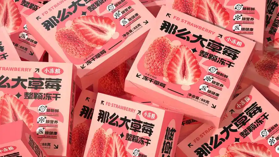 尚智×好想你 | 小冻粮冻干草莓食品包装设计