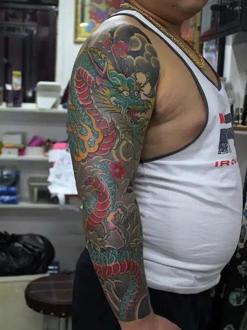 花臂龙_纹身图案手稿图片_张健的纹身作品集