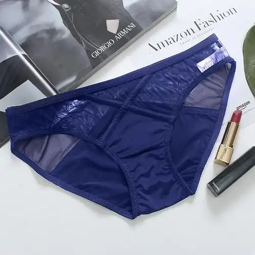 波迷娜bomina简约冰丝网纱透气低腰透明三角裤女士内裤