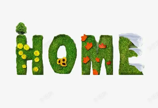 com home 保护地球 家园 绿色 绿色环保 艺术字 节能减排