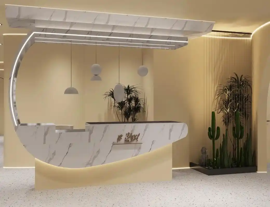 美容养生会所奶油风装修设计效果图.