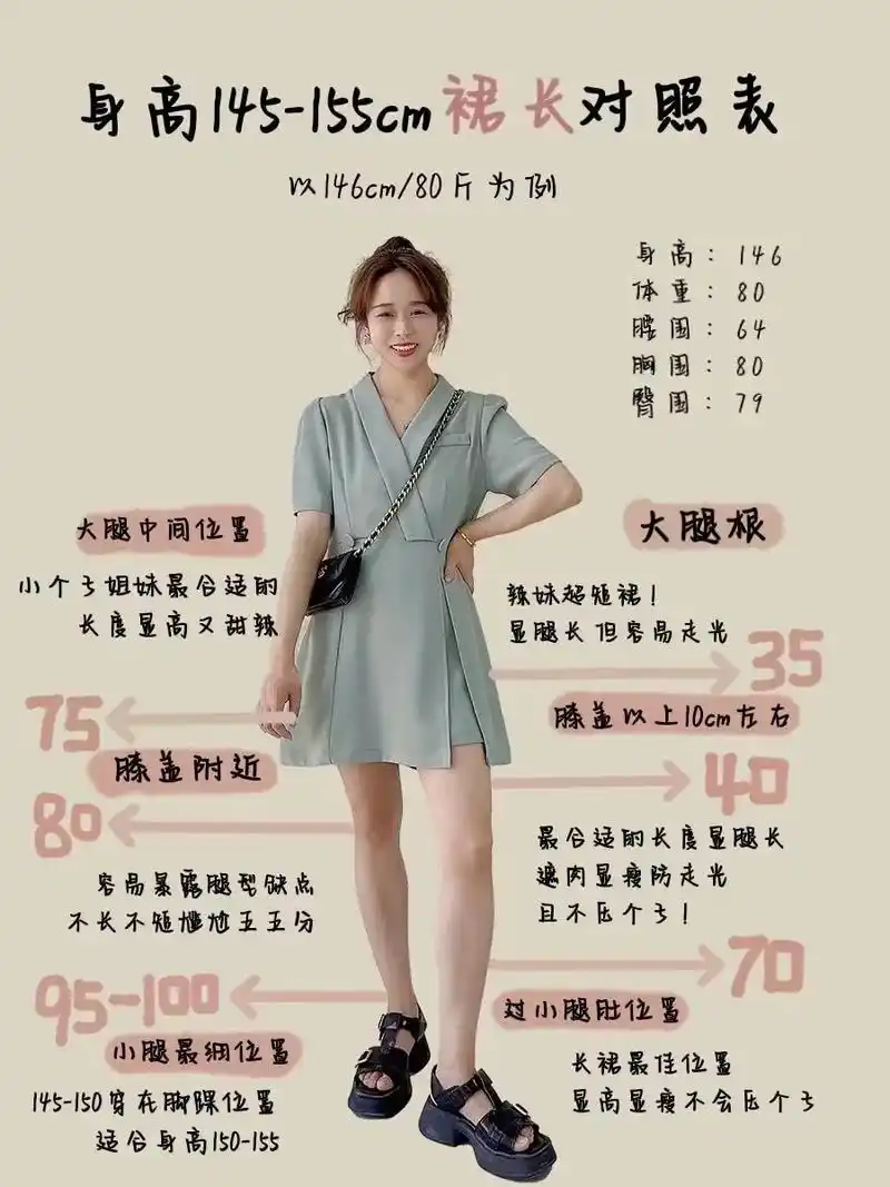 145-155小个子裙长参考推荐.#小个子穿搭  #穿搭技巧 - 抖音