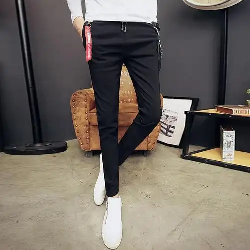 紧身裤男士修身休闲裤个潮流男裤