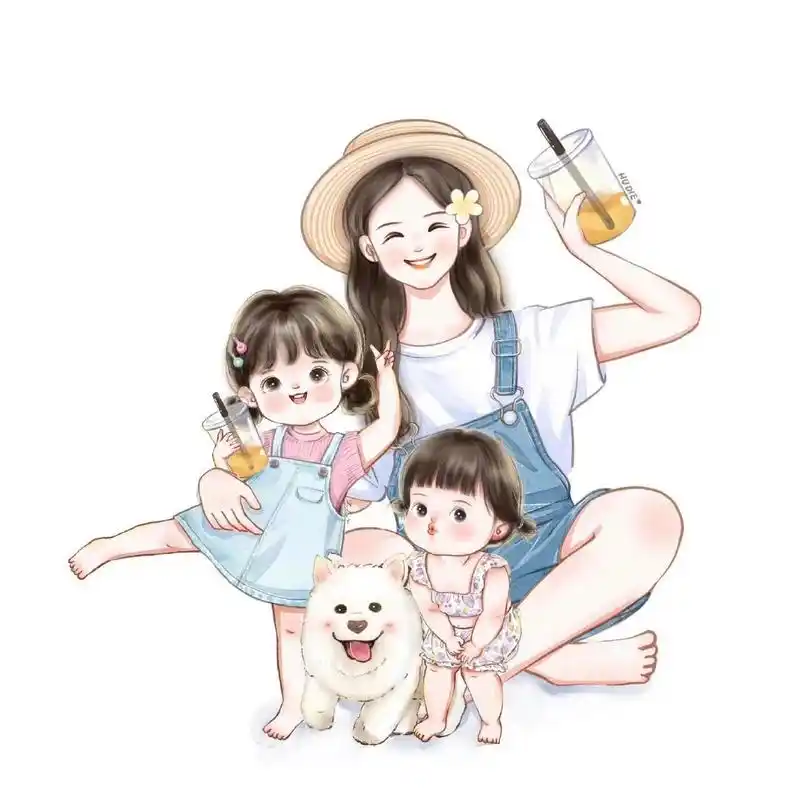 很好看的一家四口动画头像图,分享给大家 喜欢的随时可以拿去当微信