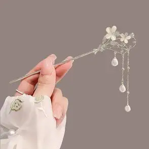 花束发簪女流苏步摇后脑勺汉服头饰古风旗袍配饰簪子日常盘发钗子