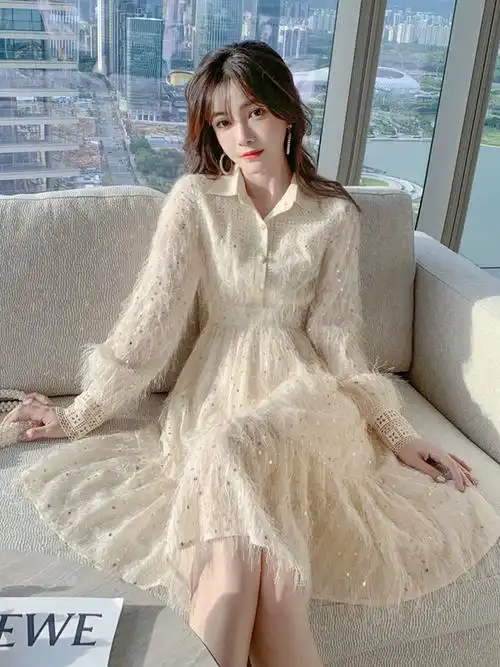 轻奢裙子高端法式女装名媛气质打底小香风连衣裙春秋2021新款春款