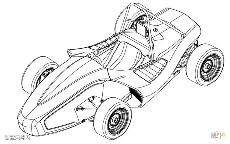 卡丁车简笔画带颜色