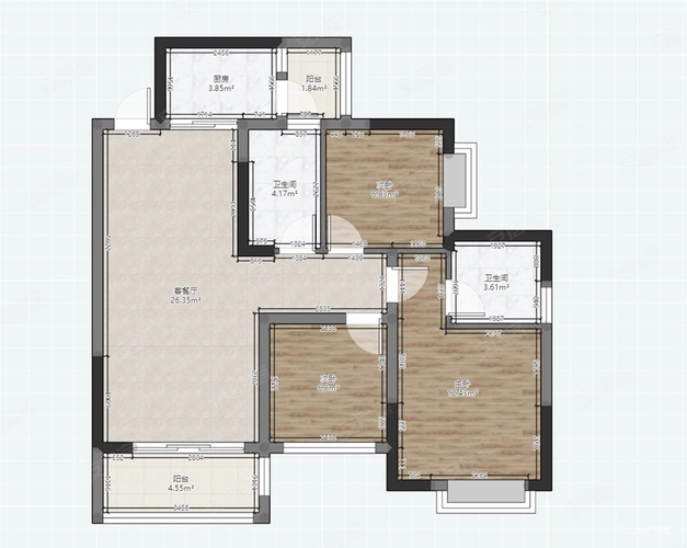 南宁五象新区天誉城107万109平米大三房两卫拎包入住