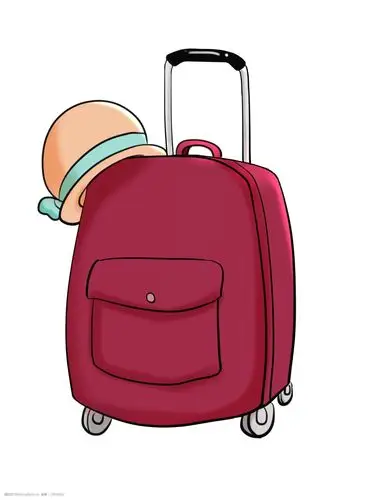 暑假卡通红色旅行箱
