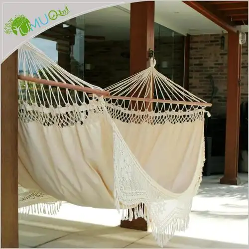 手工制作流苏户外白色编织两人巴西波西米亚玛雅 macrame 棉帆布吊床