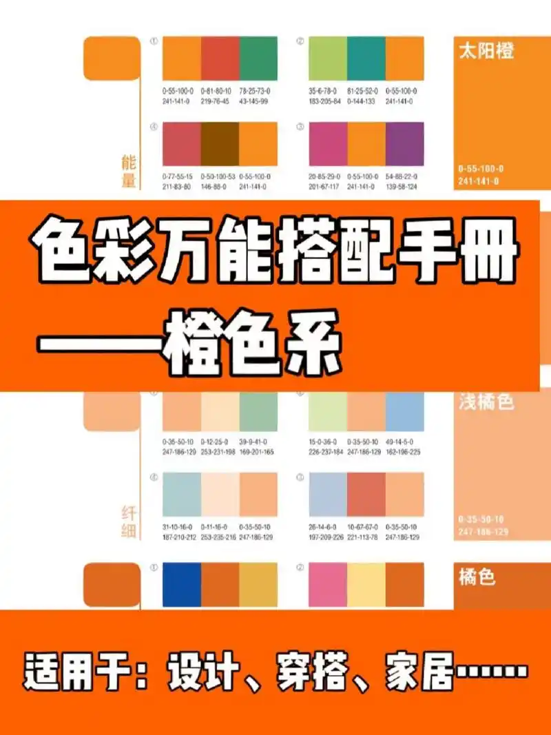 色彩搭配96  | 橙色系配色|| 96今天分享橙色系的色彩搭配!