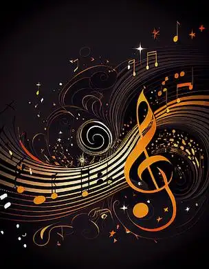 自由矢量音乐五角星声波音符背景