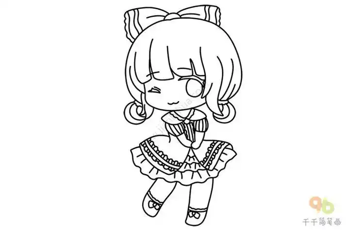 萌系二次元小女孩简笔画女孩简笔画