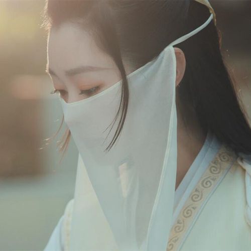 遮面蒙面防晒仙女古装纱巾刺绣面帘美女蒙面纱巾红色面纱3035眉心贴