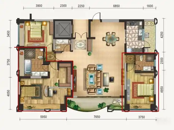 另外大部分人设计双主卧其实都是为了父母,业主自己住一间,另一间给