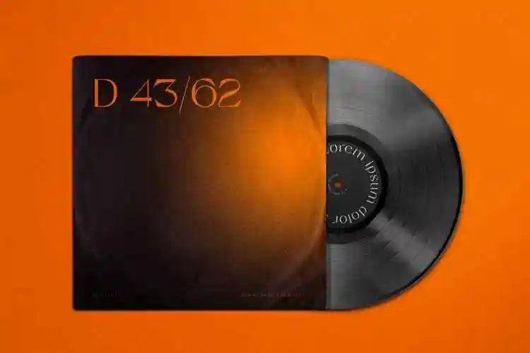 复古黑胶唱片包装袋设计ps贴图样机模板vinylrecordcovermockup