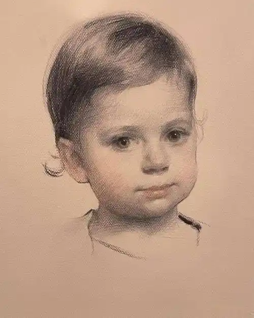 简洁灵动的素描把肖像画出了灵魂