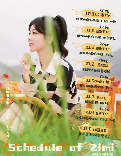女明星十一月行程图,杨紫,白鹿,陈都灵,赵露思,虞书欣,张婧仪,周也,卢