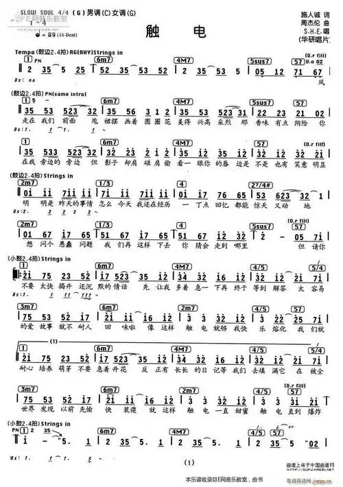 触电-s h e( 和弦) 歌谱简谱网