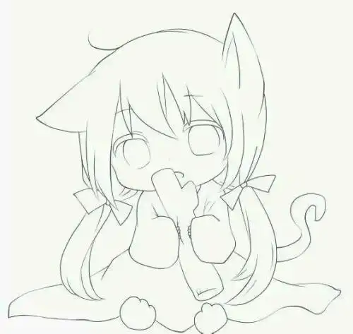 单马尾q版少女简笔画