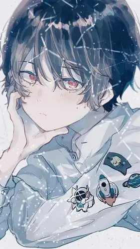 唯美系插画,星空与少年的完美结合,使得作品充满浪漫的忧郁感