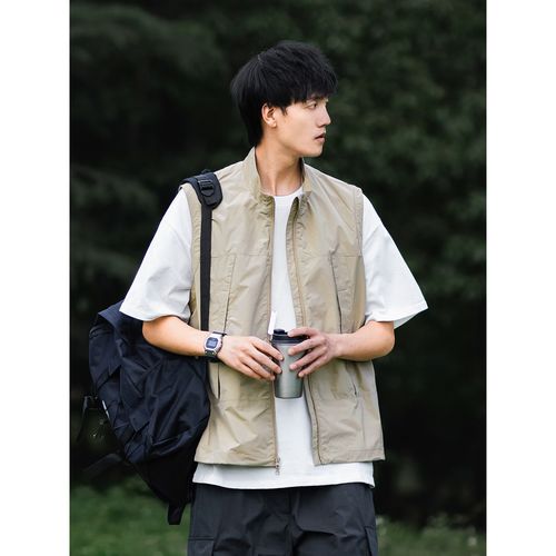 日系机能风工装夹克男春夏季新款宽松休闲外穿无袖坎肩马甲外套潮