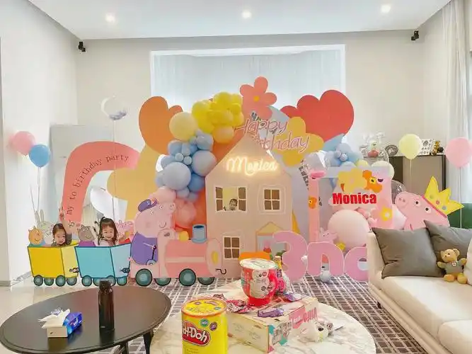 欢迎来到佩奇世界小宝生日宴主题场景布置