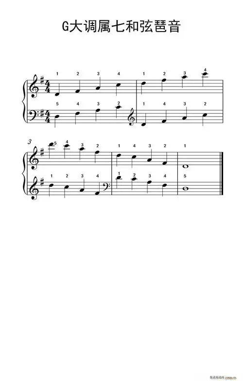 g大调属七和弦琶音(儿童钢琴练习曲)
