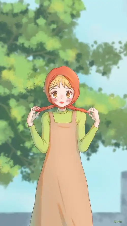 清新森系少女插画手机壁纸