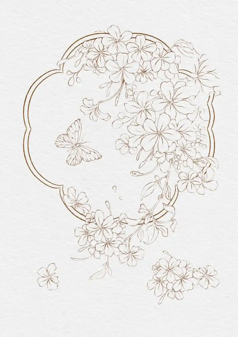 古风花窗系列 雪蓝花线稿	  自从开始画画,我每天都认识一种新的花卉.