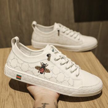 古驰(gucci)欧洲站男鞋秋季潮牌男士印花轻奢小蜜蜂高端休闲鞋百搭