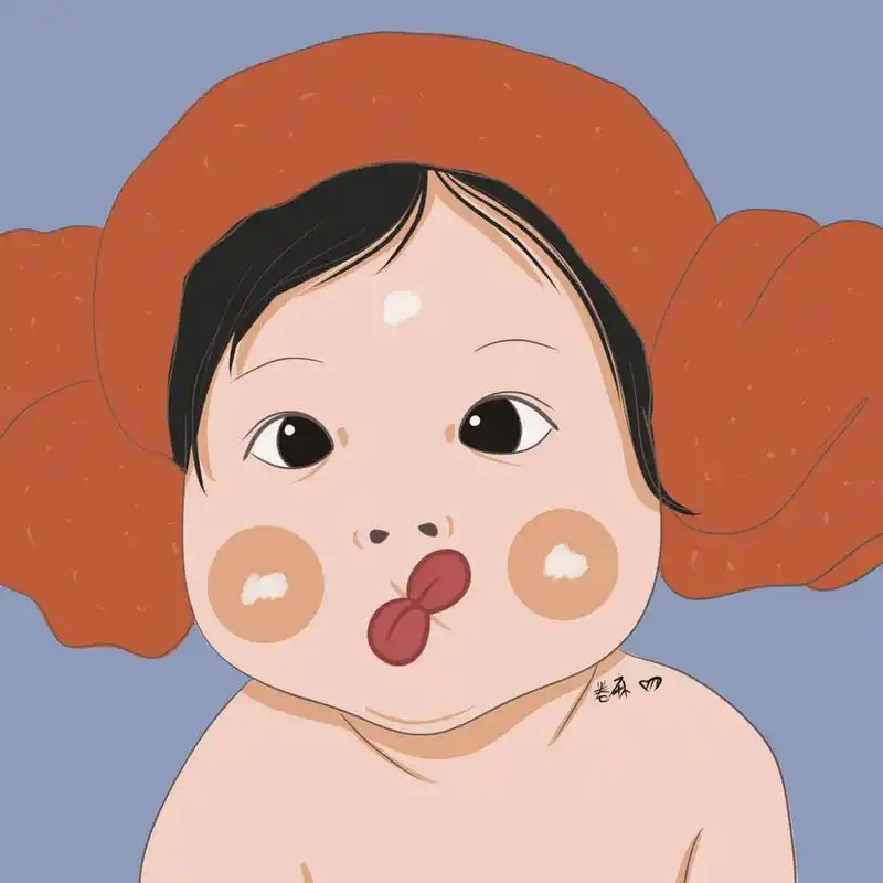 插画 | 头像 | 戴浴帽撅嘴巴的大眼萌娃 图片92二改92商用92去