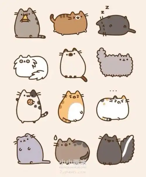 可爱卡通猫咪手账简笔画素材