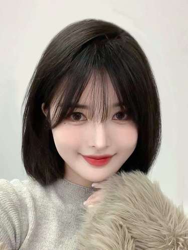 假发短发女真发全真人发2021年时尚新款自然全头套锁骨发型假发套