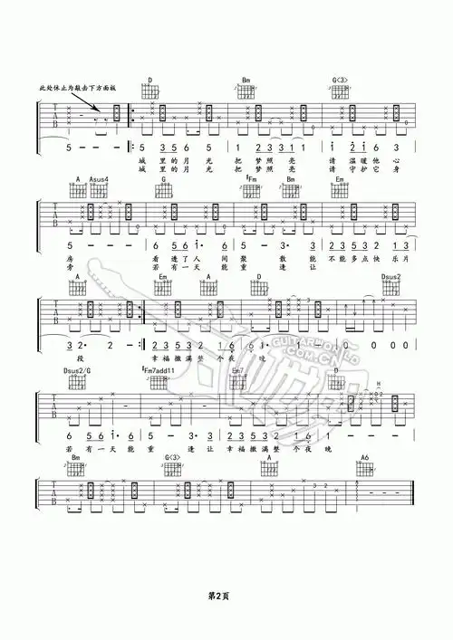 许美静 城里的月光吉他谱