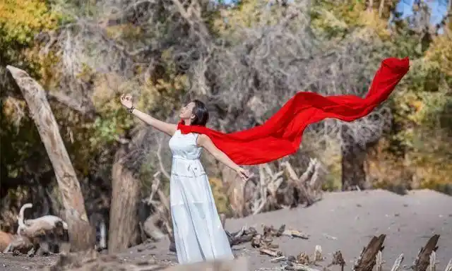 秋天在胡杨林拍风景人像照穿什么衣服千万别推荐红色去年照片就失败了