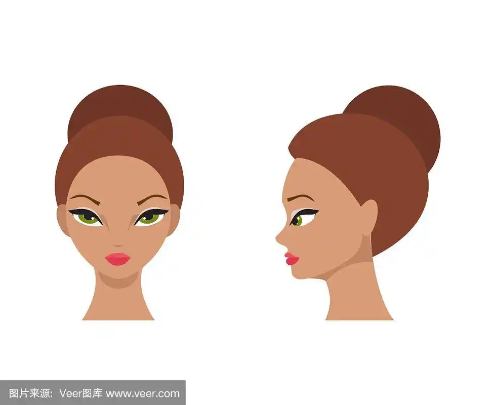 女性脸部正面和侧面