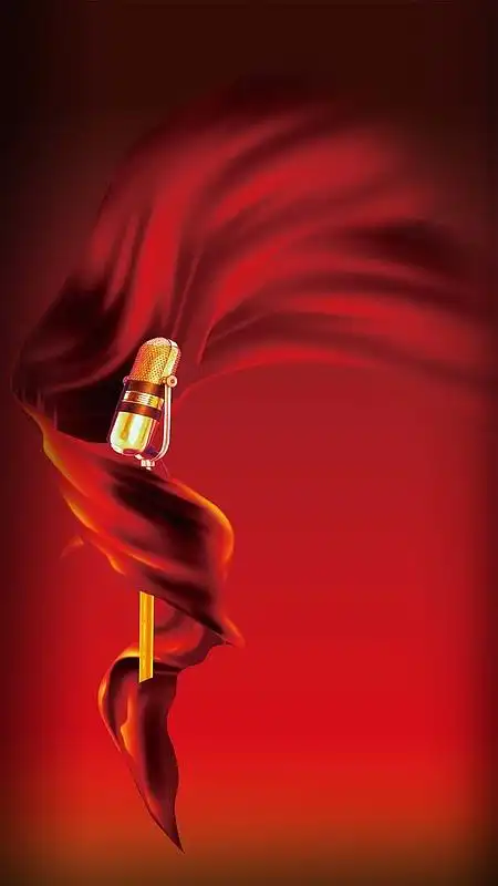 红色彩带金话筒比赛大气h5背景